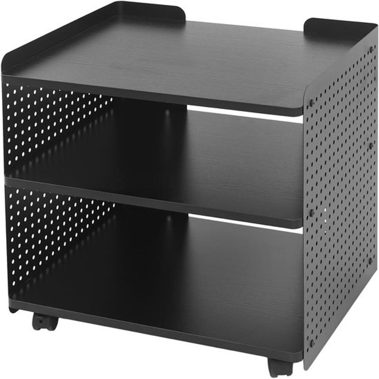 Printerhouder rolwagen - Mobiele printerstandaard - Kantooropbergmeubel - 3 niveaus met wielen - 50x39x50cm - Zwart