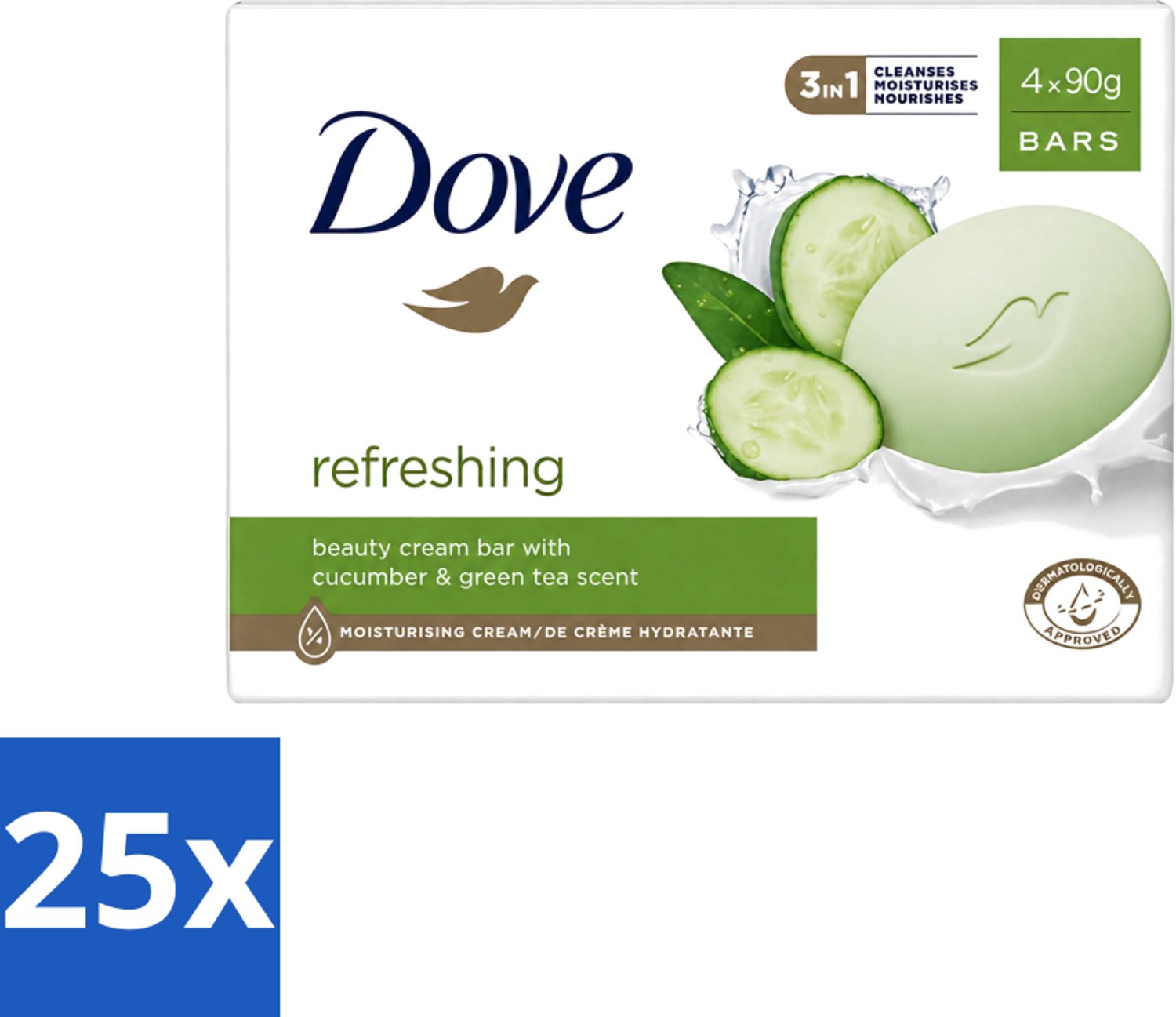 25 x Dove - Zeep - Go Fresh Touch - Komkommer & Groene Thee - Verfrissend - 4 x 90 gram - Voordeelverpakking - 25 stuks