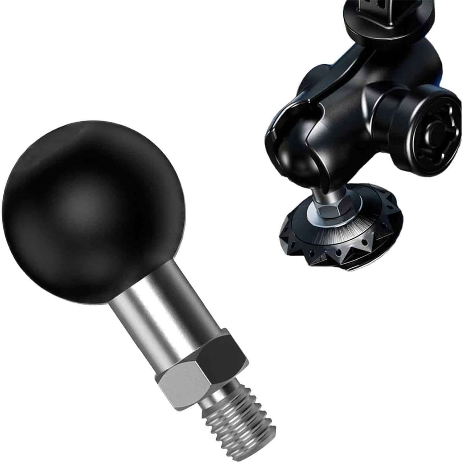 M8 x 1,25 schroefdraadpaal, 2,5 cm kogelkop, zeer sterke aluminium houder voor motorfiets fiets telefoonhouder, zwart