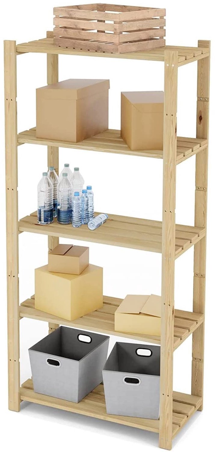 Houten Boekenkast met 5 Planken voor Opslag en Organisatie