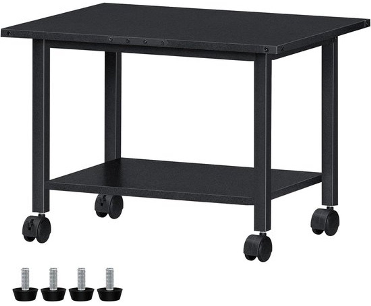 Mobiele printerstandaard - Verrijdbare printerkar - Thuiskantoor organiseren - Afsluitbare wielen - 51x39x36 cm - Zwart