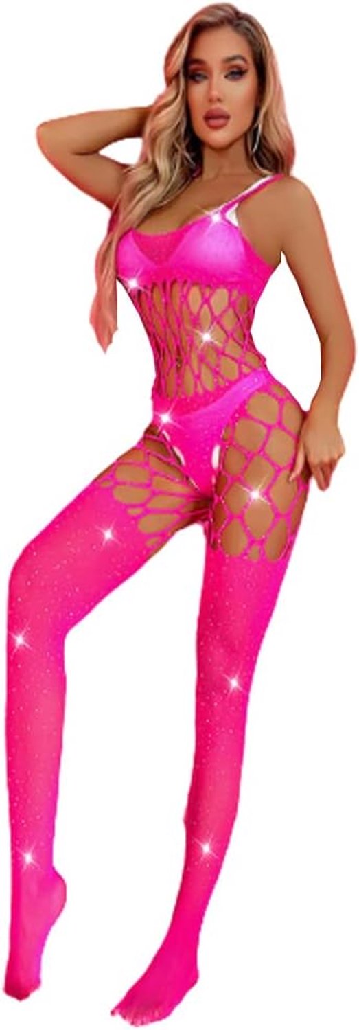 Strass netkousen bodystocking sexy lingerie catsuit net lingerie holle bloemen vrouwen bodysuit voor vrouwen ouvert