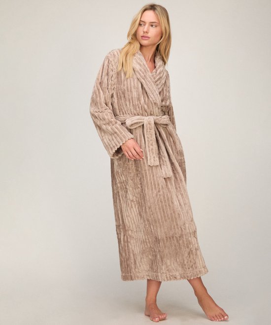 Hunkemöller Bathrobe Jacqueared Fleece Beige — afbeelding 4