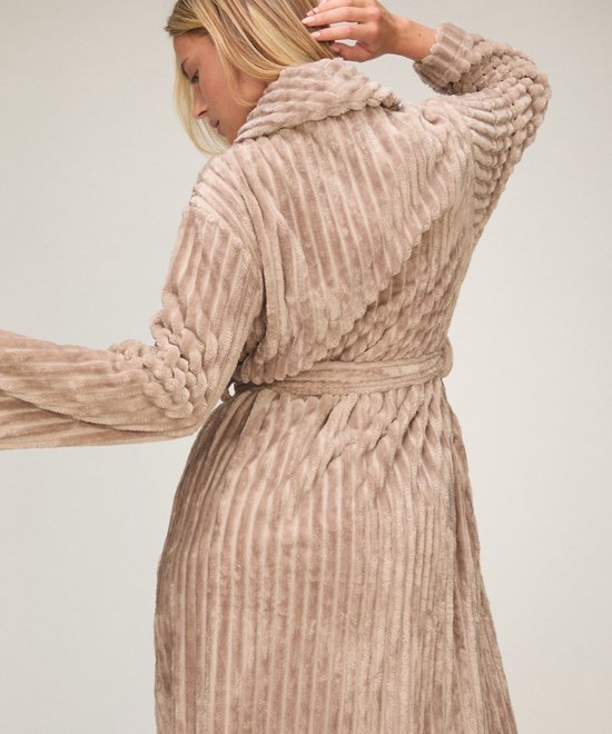 Hunkemöller Bathrobe Jacqueared Fleece Beige — afbeelding 5