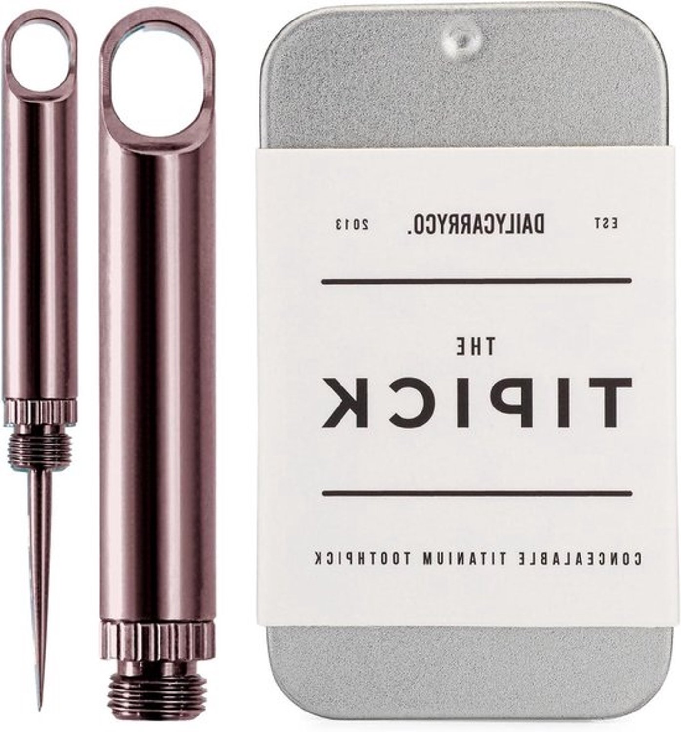 Titanium tandenstoker - Metalen stokje - Mondverzorging onderweg - Herbruikbaar EDC-hulpmiddel - 3.81 x 0.51 cm - Merlot