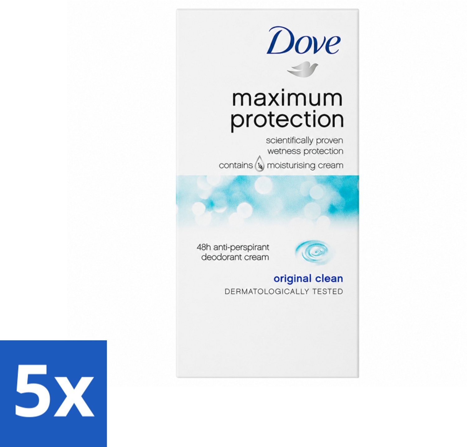 5 x Dove Deodorant Stick - Maximum Protection - Original Clean - 45 ml - Voordeelverpakking - 5 stuks