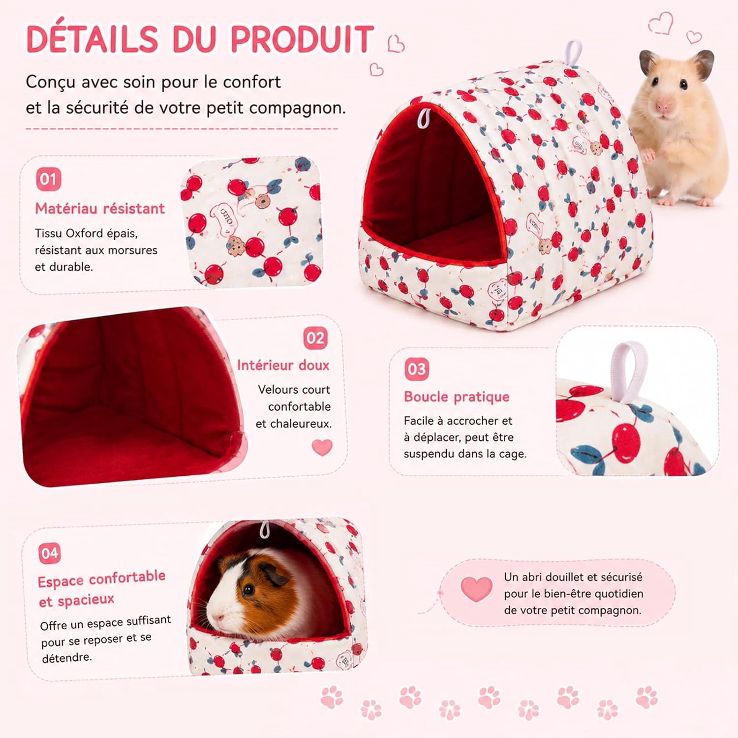 2 stuks huis voor cavia's, slaapplaatsen voor kleine dieren, bruikbaar om op te hangen of neer te zetten, voor konijnen, totoro, egel, fretten