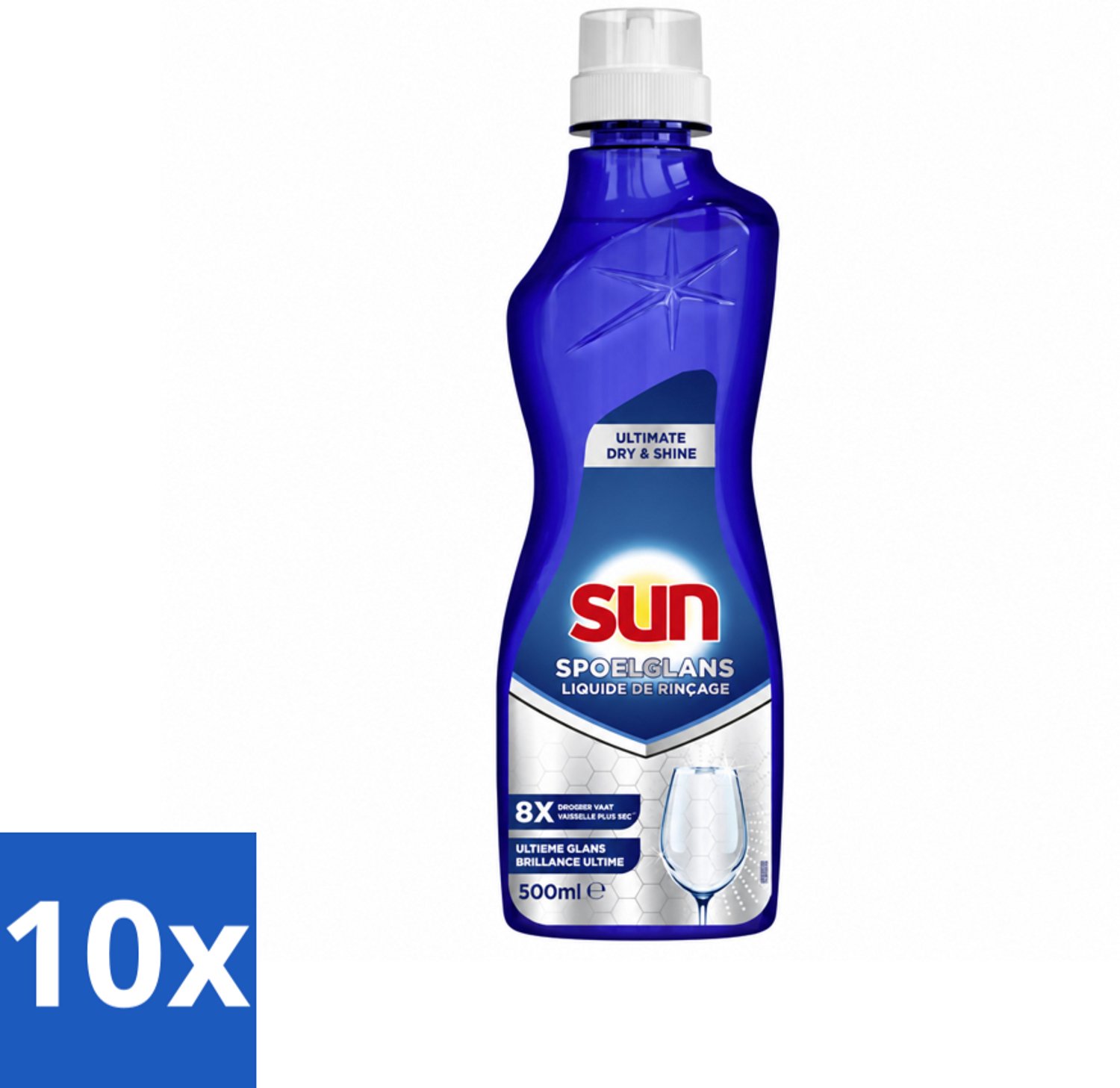 10 x Sun - Spoelglansmiddel - Dry & Shine - 500 ml - Voordeelverpakking - 10 stuks