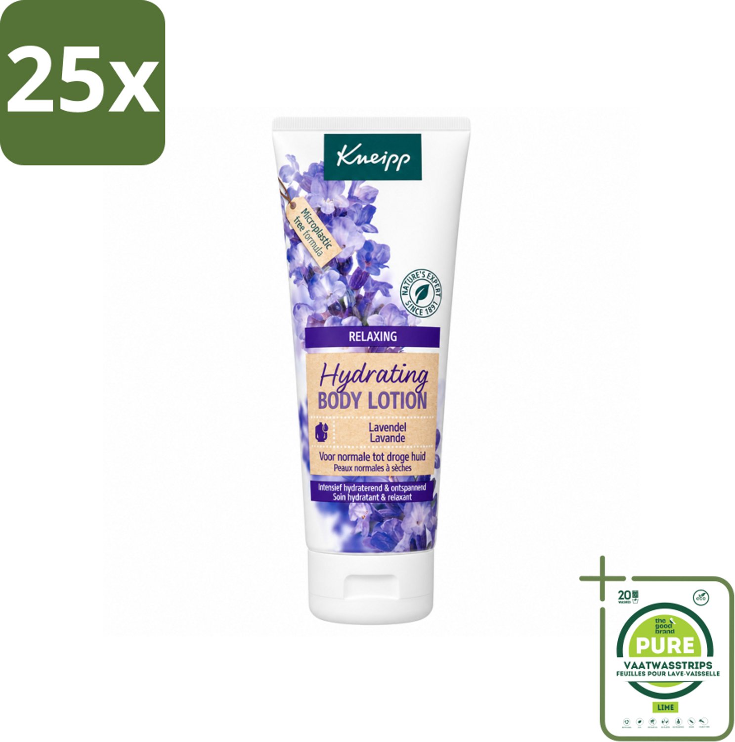 25 x Kneipp - Body lotion - Relaxing - Lavendel - Bloemige geur - 200 ml - Grootverpakking - Vaatwasstrips - Kneipp Bodylotion Lavendel - Ontspannende Bodylotion - Huidverzorging - Rustgevende Geur - Natuurlijke Huidverzorging