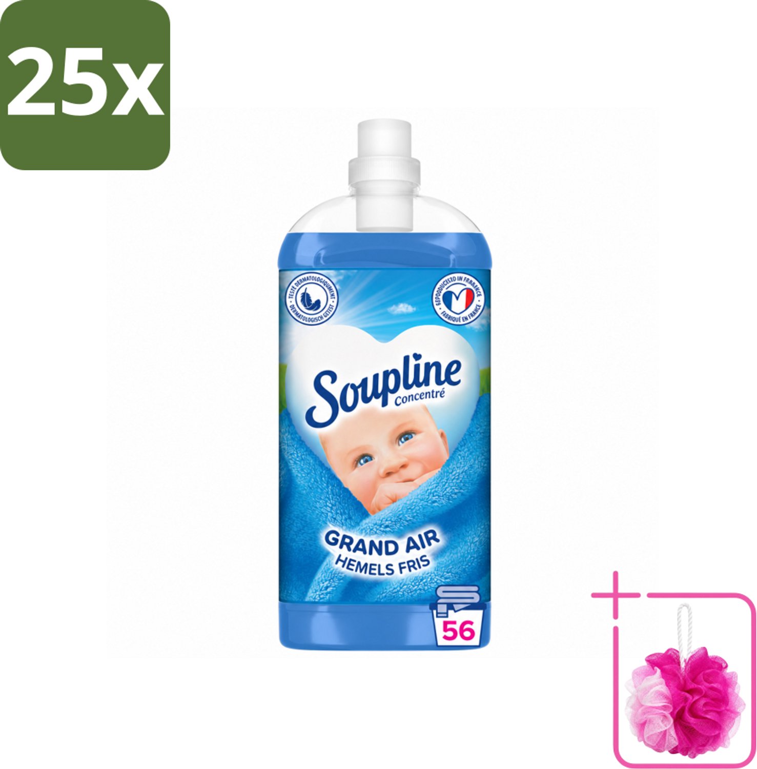 25 x Soupline - Wasverzachter - Hemels Fris - 1350 ml - Bulkverpakking - Wasverzachter - Douchemop - Wasgoed
