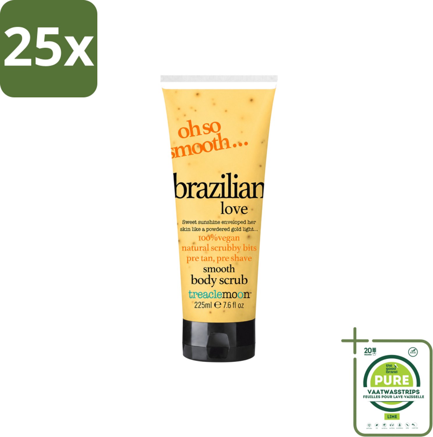 25 x Treaclemoon – Body Scrub – Brazilian Love – 225 ml - Grootverpakking - Vaatwasstrips - Body Scrub - Exfoliatie - Huid Verzorging - Natuurlijke Exfolianten - Braziliaanse Koffieolie