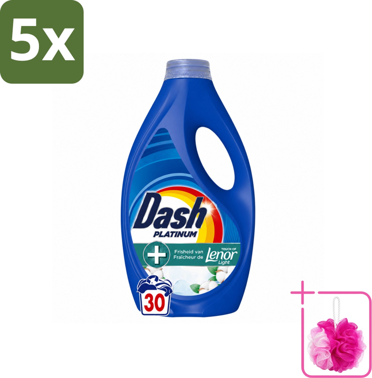 5 x Dash – Wasmiddel – Katoen Fris – 1350 ml - Bulkverpakking - Wasmiddel - Douchemop - Vlekverwijdering