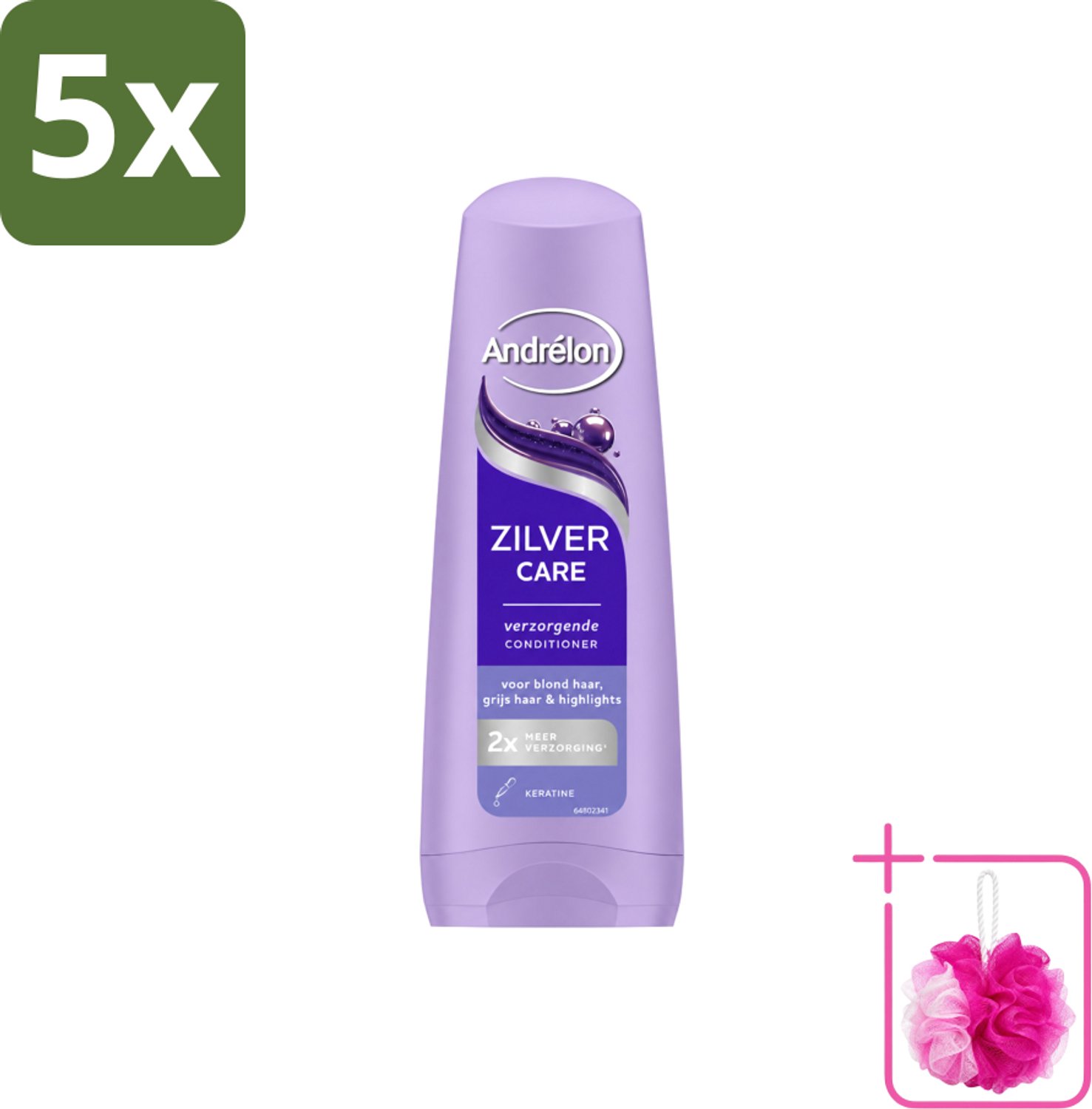 5 x Andrélon – Conditioner – Zilver Care – 200 ml - Bulkverpakking - Blond haar verzorging - Douchemop - Grijs haar verzorging