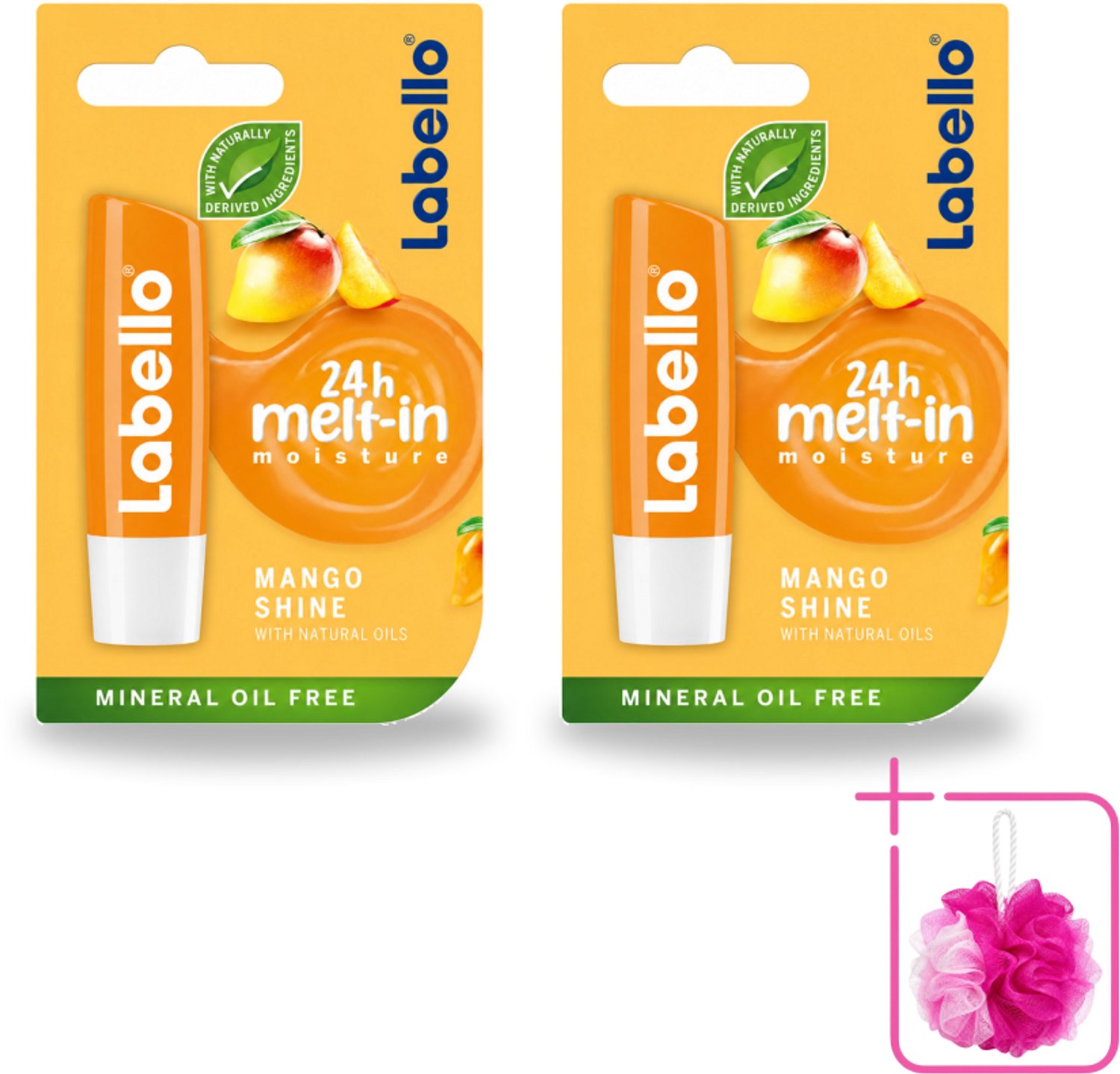 2 x Labello – Lippenbalsem -- Mango Shine – 4,8 g - Bulkverpakking - Lippenbalsem - Douchemop - Mango geur