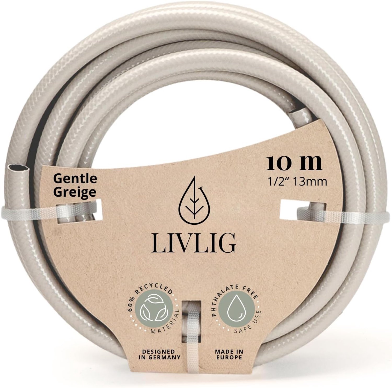 Merkloze Tuinslang 10m 1/2 Inch - Duurzaam & Stijlvol Greige
