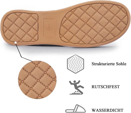 Lichtbruine zool met ruitpatroon, gemarkeerd als gestructureerd, antislip en waterdicht.