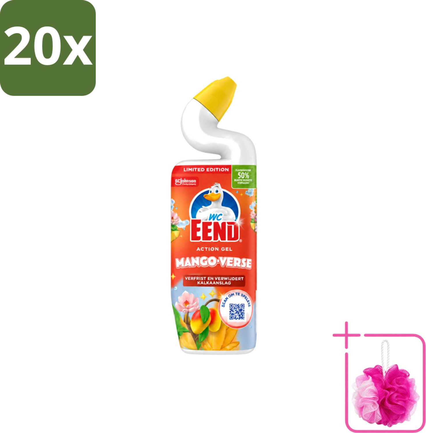 20 x WC Eend – Toiletgel – Action Gel Mango Fresh – 750 ml - Bulkverpakking - Toiletreiniger - Douchemop - Wc reinigen