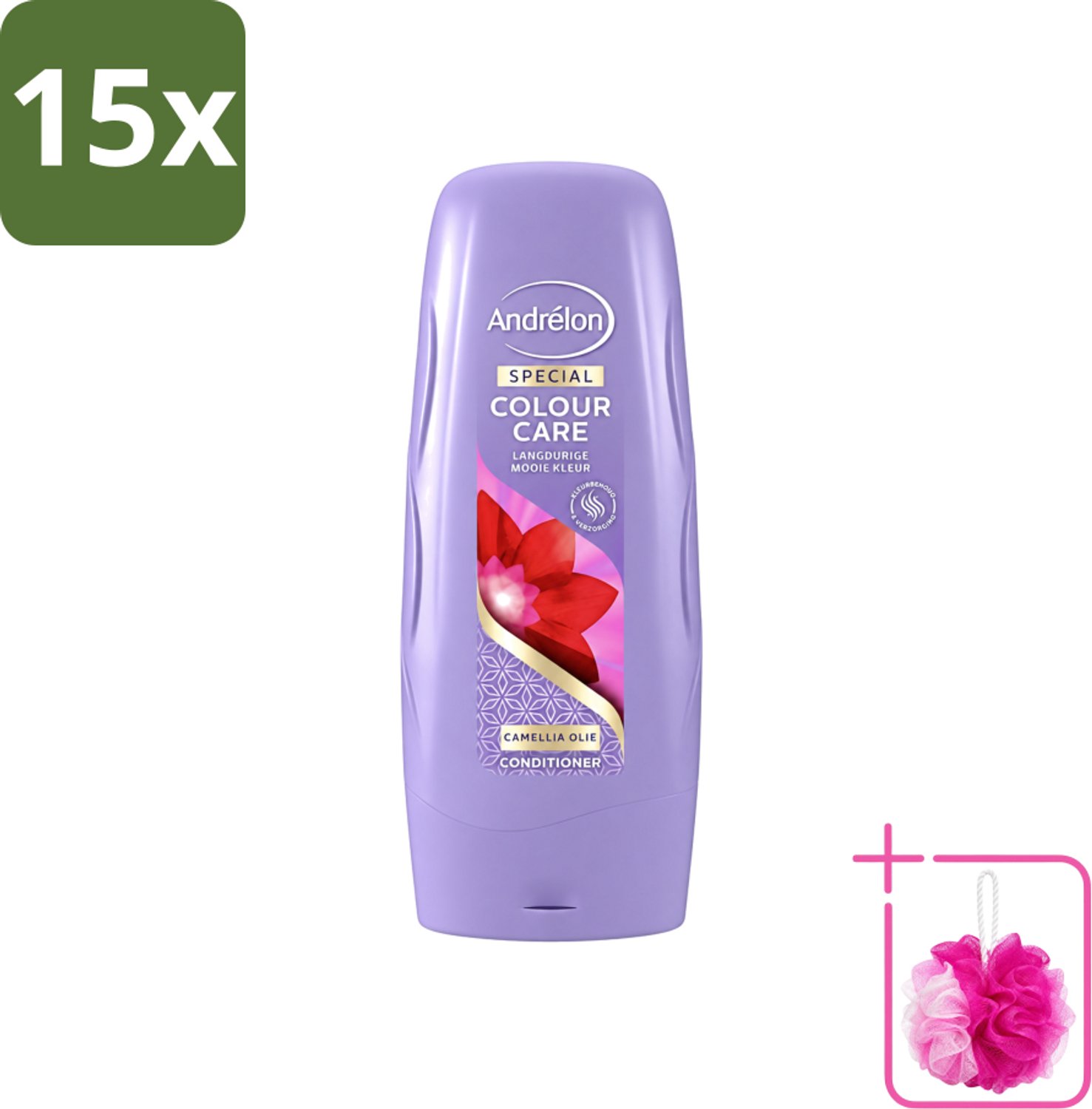 15 x Andrélon - Colour Care - Camellia Olie - Conditioner - Kleurbehoud - 300 ml - Bulkverpakking - Kleurbehoud - Douchemop - Haarkleur
