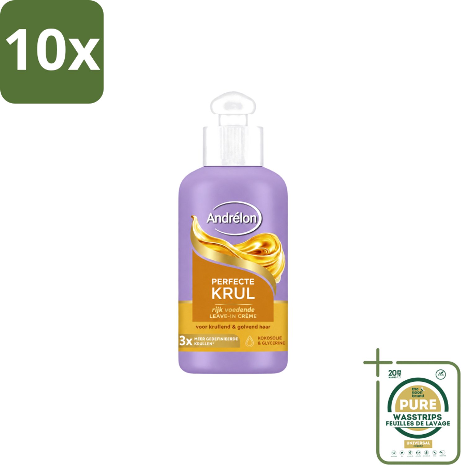 10 x Andrélon – Leave-In Crème – Perfecte Krul – 200 ml - Wasstrips - Krul Haar - Krul Haar Crème - Leave-in Crème - Krul Haar Verzorging - Krul Haar Voeding