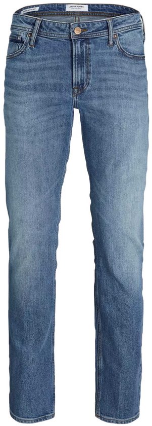 JACK & JONES Clark regular fit herenjeans in middenblauw denim met een klassieke vijf-pocketstijl.