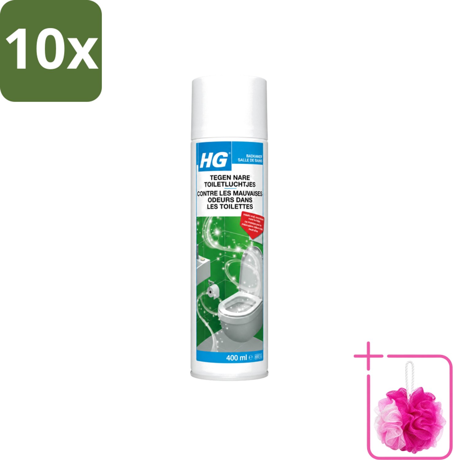10 x HG - Tegen Nare Toiletluchtjes - Neutraliseert Alle Luchtjes - Natuurlijk Zuiveringsproces - 400 ml - Bulkverpakking - Toiletlucht neutraliseren - Douchemop - Nare geur weg