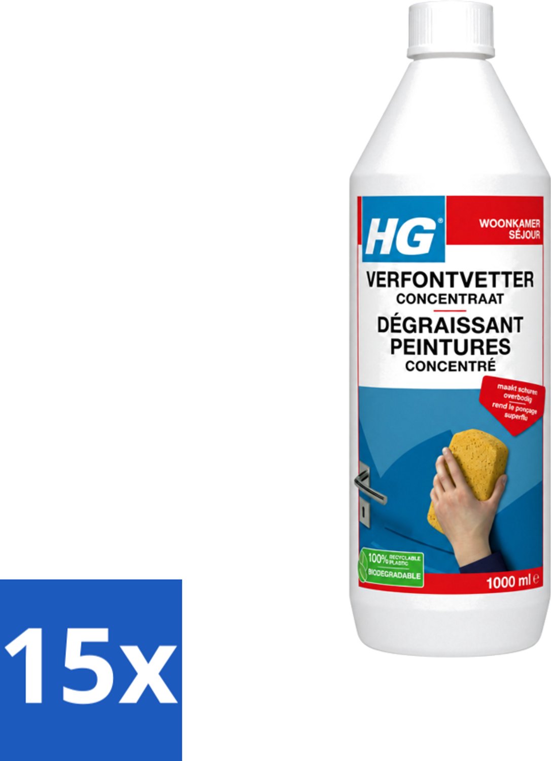 15 x HG - Verf Ontvetter Concentraat - Krachtige Ontvetter - 1L - Voordeelverpakking - 15 stuks