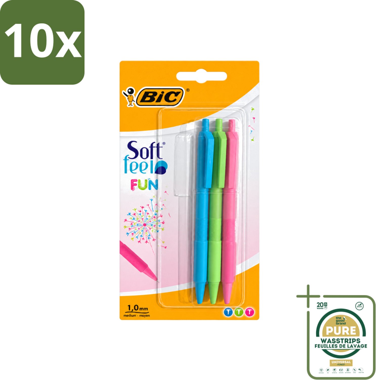 10 x BIC - Balpennen - Lichtgroen, Lichtblauw & Roze - Intrekbaar - 3 Balpennen - Wasstrips - Balpen - Intrekbare Balpen - Schrijfpen - Schrijfervaring - Schrijfpen Voor School