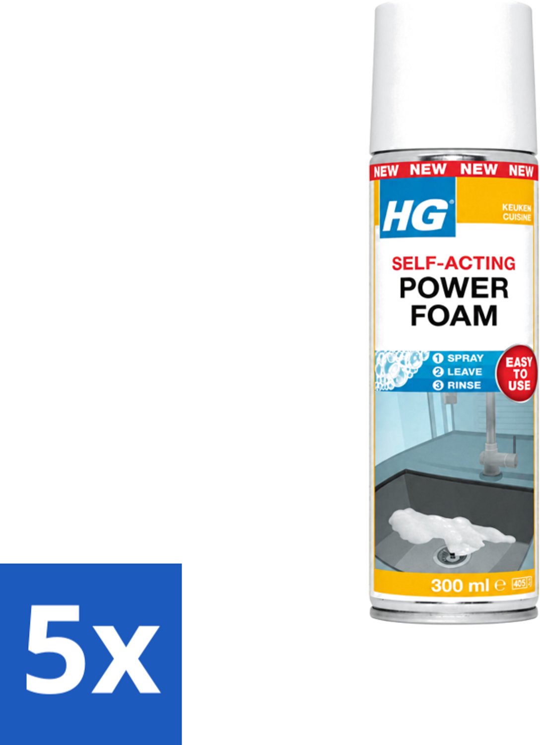 5 x HG - Power Foam Keuken - Vetoplossende Spray - 300 ml - Voordeelverpakking - 5 stuks