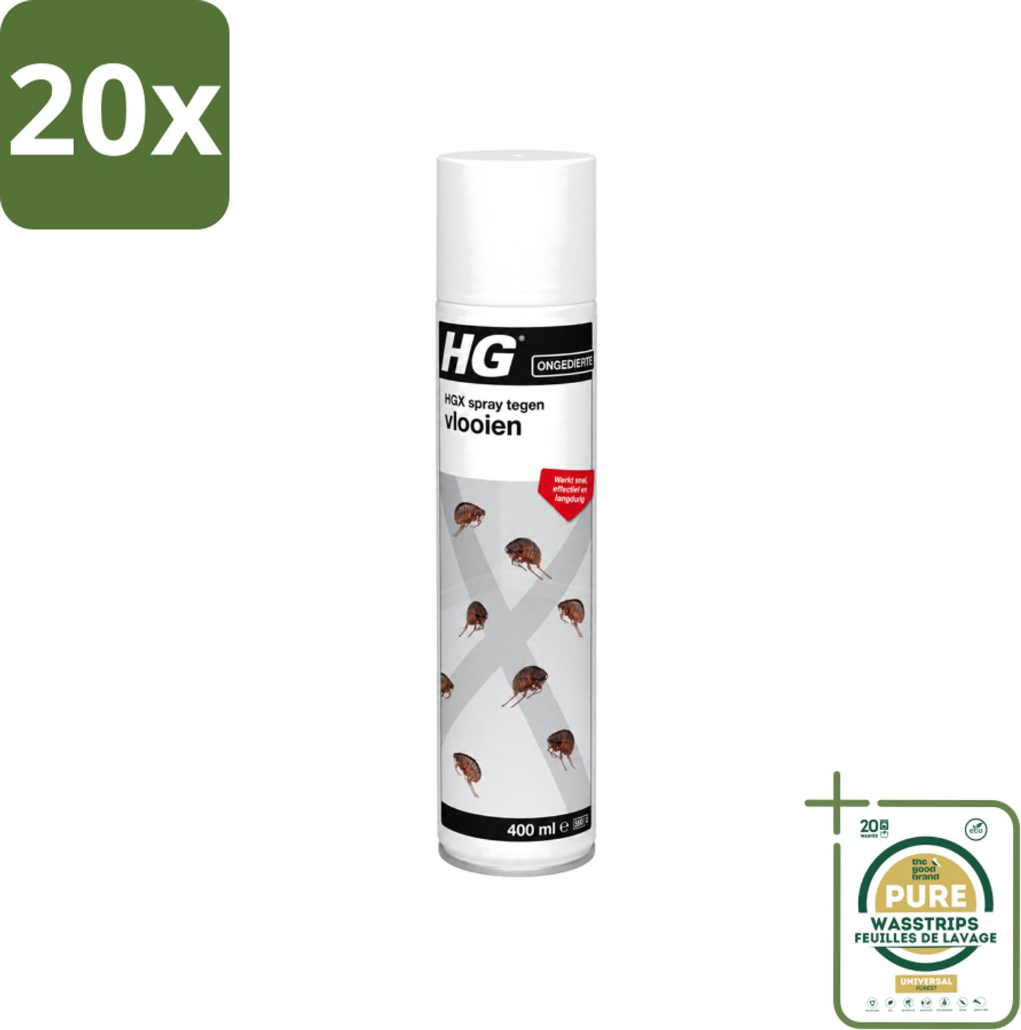 20 x HG X - Anti Vlooien Spray - Effectieve Bestrijding - 400 ml - Wasstrips - Vlooienbestrijding - Vlooienverwijdering - Vlooienprobleem - Vlooienbestrijdingsmiddel - Vlooienverwijderen