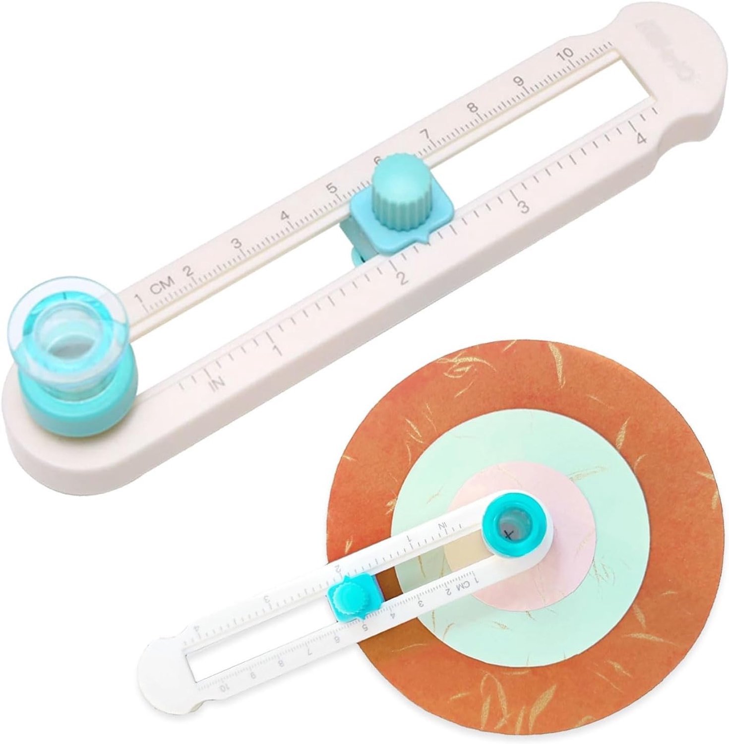 Verstelbare Cirkel Snijder voor Papier, 2-20 cm Diameter, Draaibaar en Draagbaar voor Kaarten en Albums