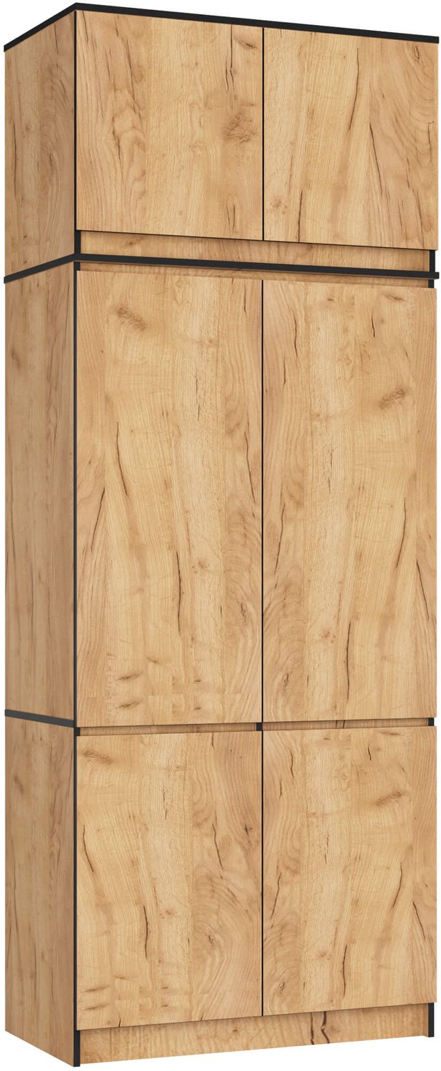 Akord Kledingkast S90 met Opzetkast / Craft Eiken / 90 cm / 6 Deuren / 90 x 51 x 235 cm