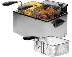 Princess Frituurpan - XXL - Grote friteuse - 1 grote en 2 kleine manden - 5 liter - 3270W - Kijkvenster - Koude zone - Anti reukfilter - 185000