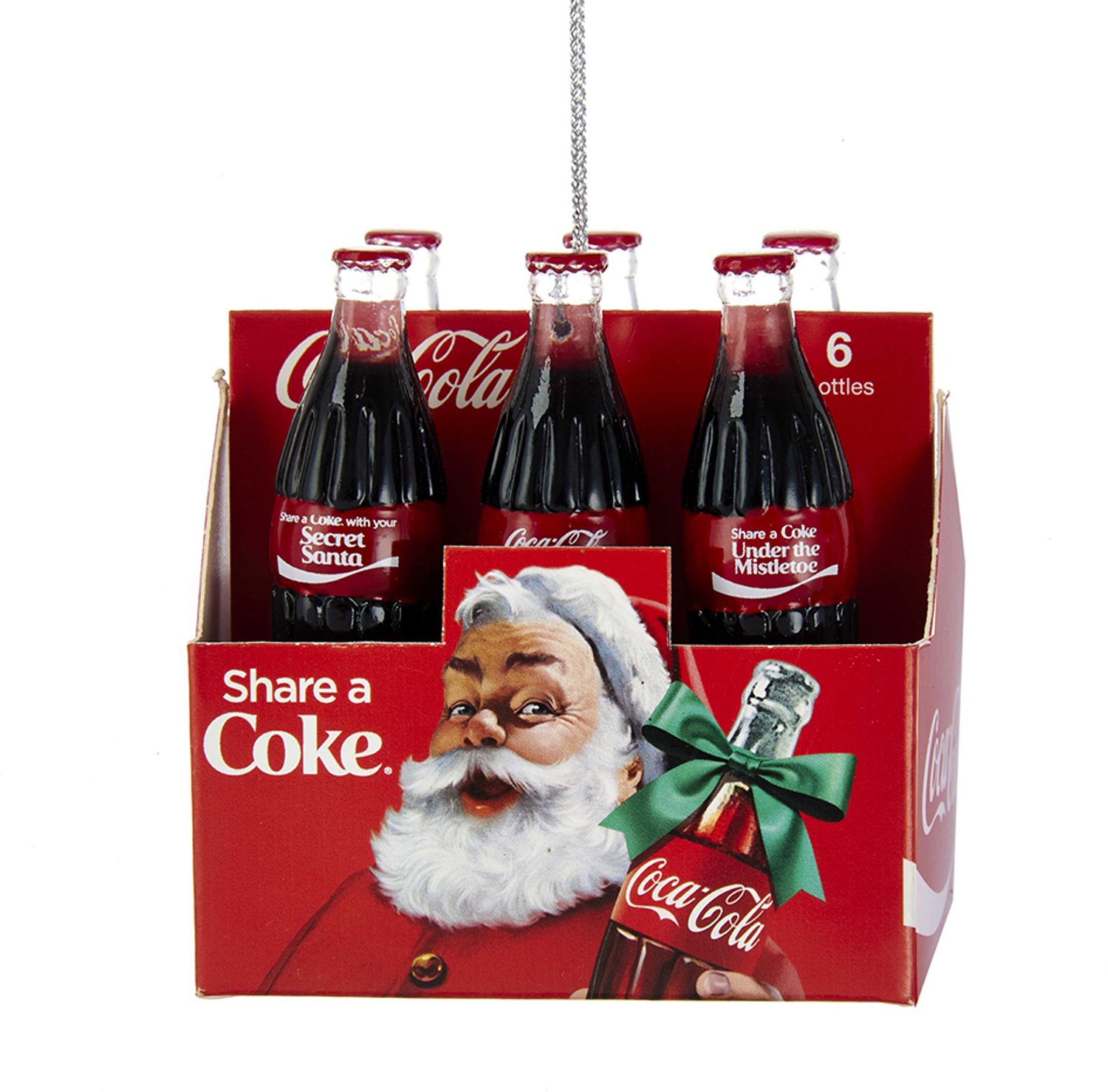 Kurt S. Adler kunststof kerstbal Coca-cola 6-pack 7cm rood
