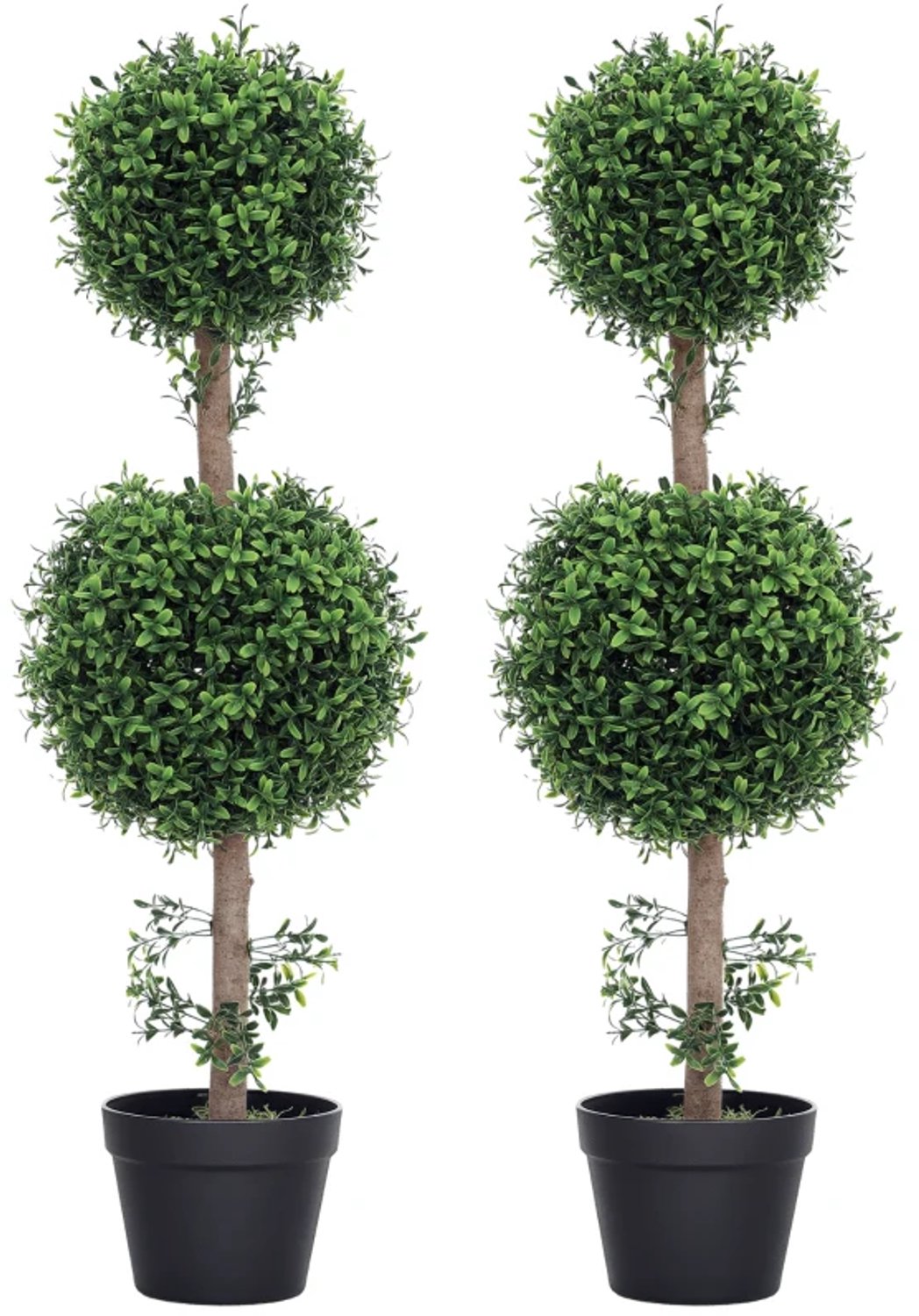 ZYLARO Kunstbuxusplanten - Set van 2 - UV-bestendig - Inclusief pot - Groen