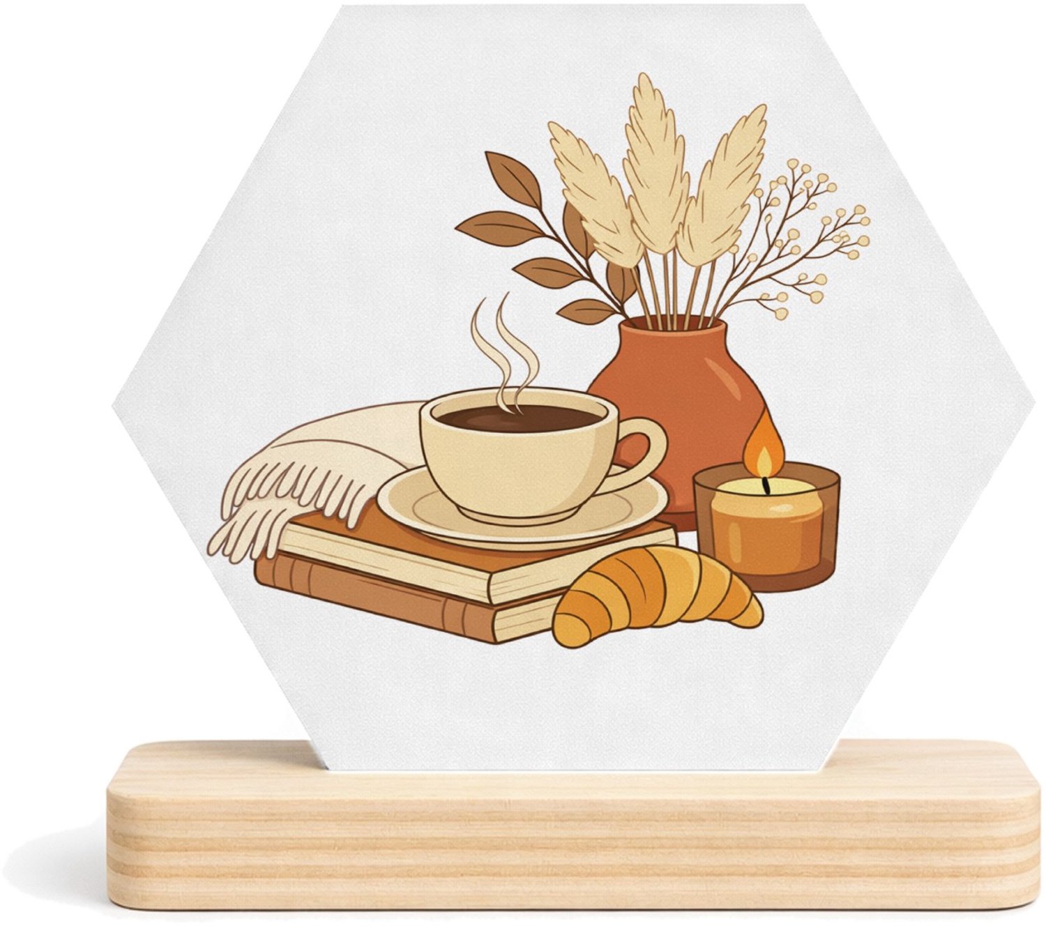 Mr Cadeautjes MDF fotolijst/inleg hexagon 14 x 13 - design Een minimalistische woontekstprint met een zachte, bemoedige | cadeau Wit