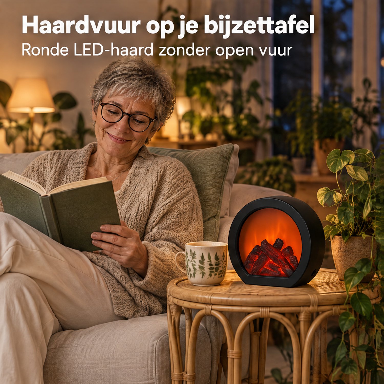 Levano Tafelhaard 20 cm - Sfeerhaard Elektrisch - Elektrische Haard - Openhaard - LED Haard - Nep Vuur op Batterij - Vuurhaard voor Binnen - LED Vuur - Sfeerverlichting - Sfeerlamp - Woondecoratie - Kerstdecoratie - Lamp op Batterijen – foto 6