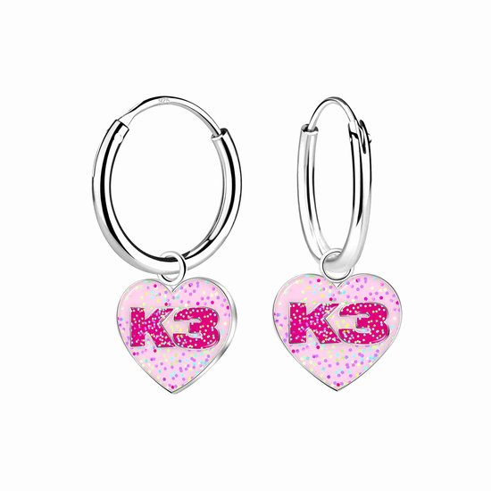 Boucles d'oreilles K3 - Argent - Collection K3 - Cœur rose - 8 mm