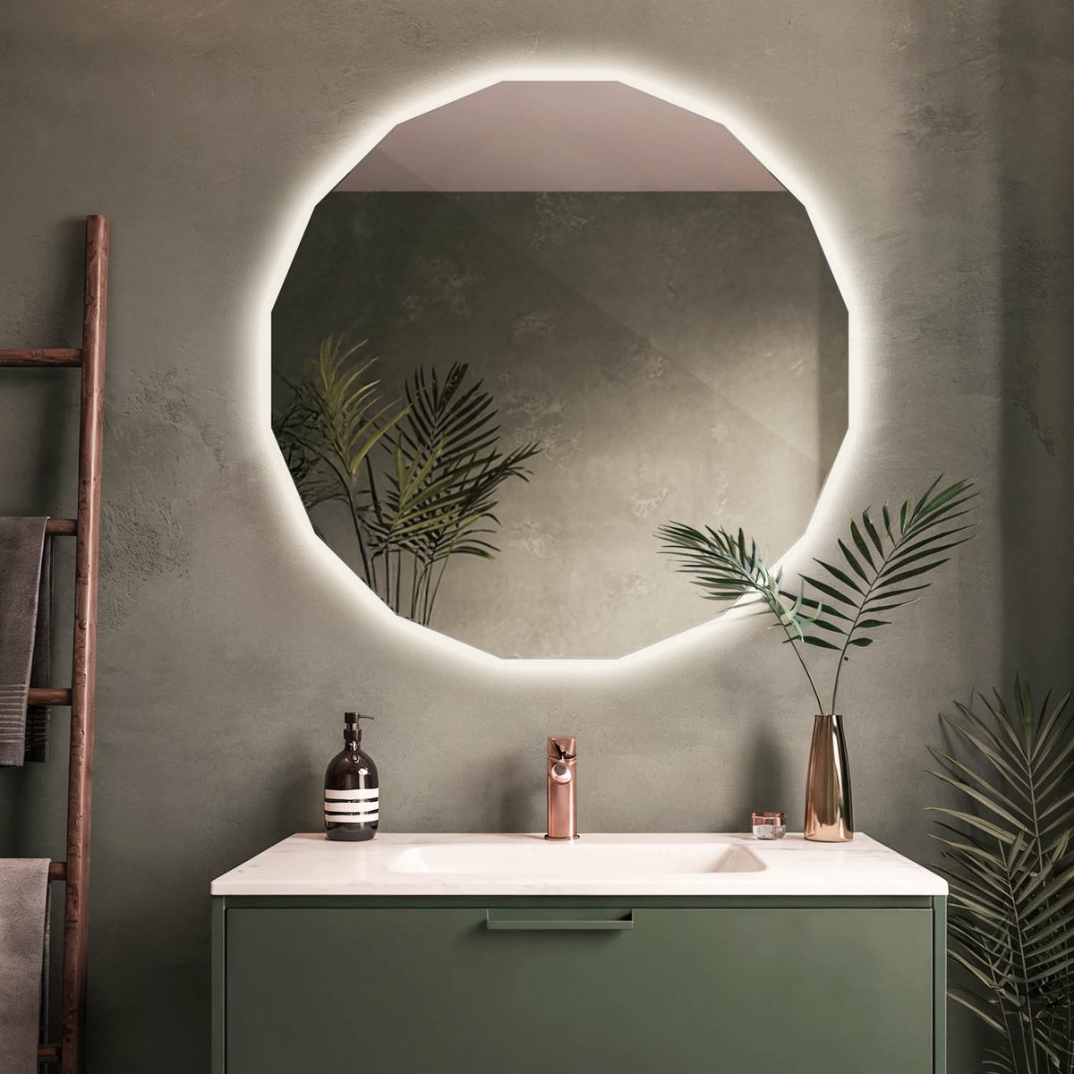 Coloray LED Spiegel Symmetrische Vorm - Wielhoekige LED Spiegel - 50 cm x 50 cm - Badkamer