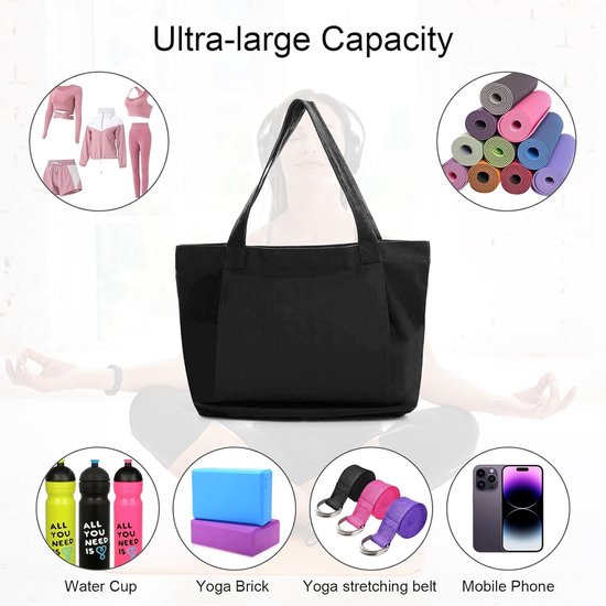 1 stuk - Yogatas voor dames - Yoga Pilates Mat Tas - Canvas Tote Bag - Yoga Handtas - Sport- & Sporttas - Khaki - 46×35cm - Geschikt voor kantoor, training, reizen, sportschool, strand, etc. - Yogamat niet inbegrepen van Merkloos — afbeelding 3