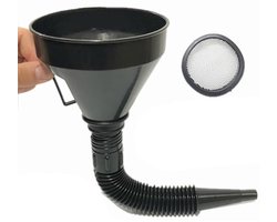 Trechter - Autotrechter - Gereedschapsset - Trechter met brede opening - Verdikt - Autoaccessoires - Flexibele trechter met lange hals - Met verwijderbaar filter - Geschikt voor water - Koelvloeistof - Motorolie - Zwart - 35 cm