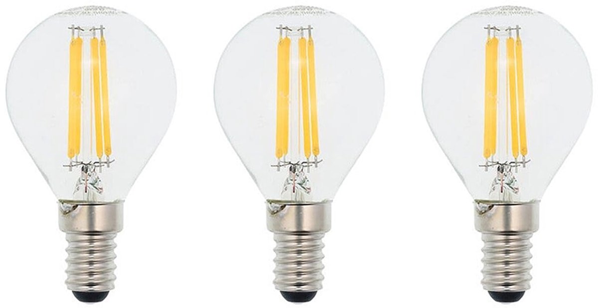 VITO LED Filament Kogellamp G45 E14 - 6W (vervangt 50W) - 582lm - 2700K - Ø45mm - 220-240V - Energiezuinig - 3 stuks