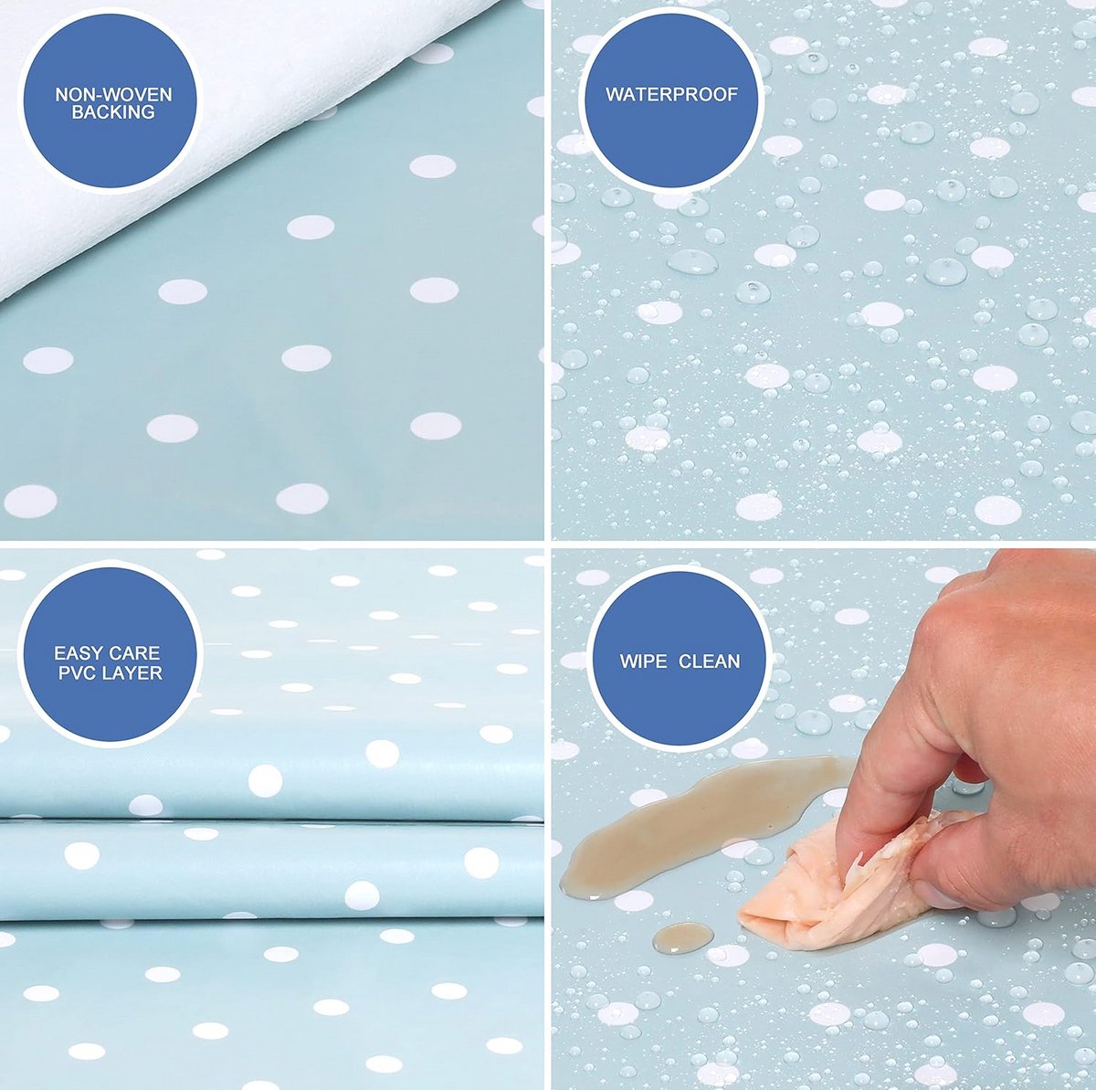 Rond PVC Tafelzeil 140 cm - Polka Dot Ontwerp in Groen en Blauw