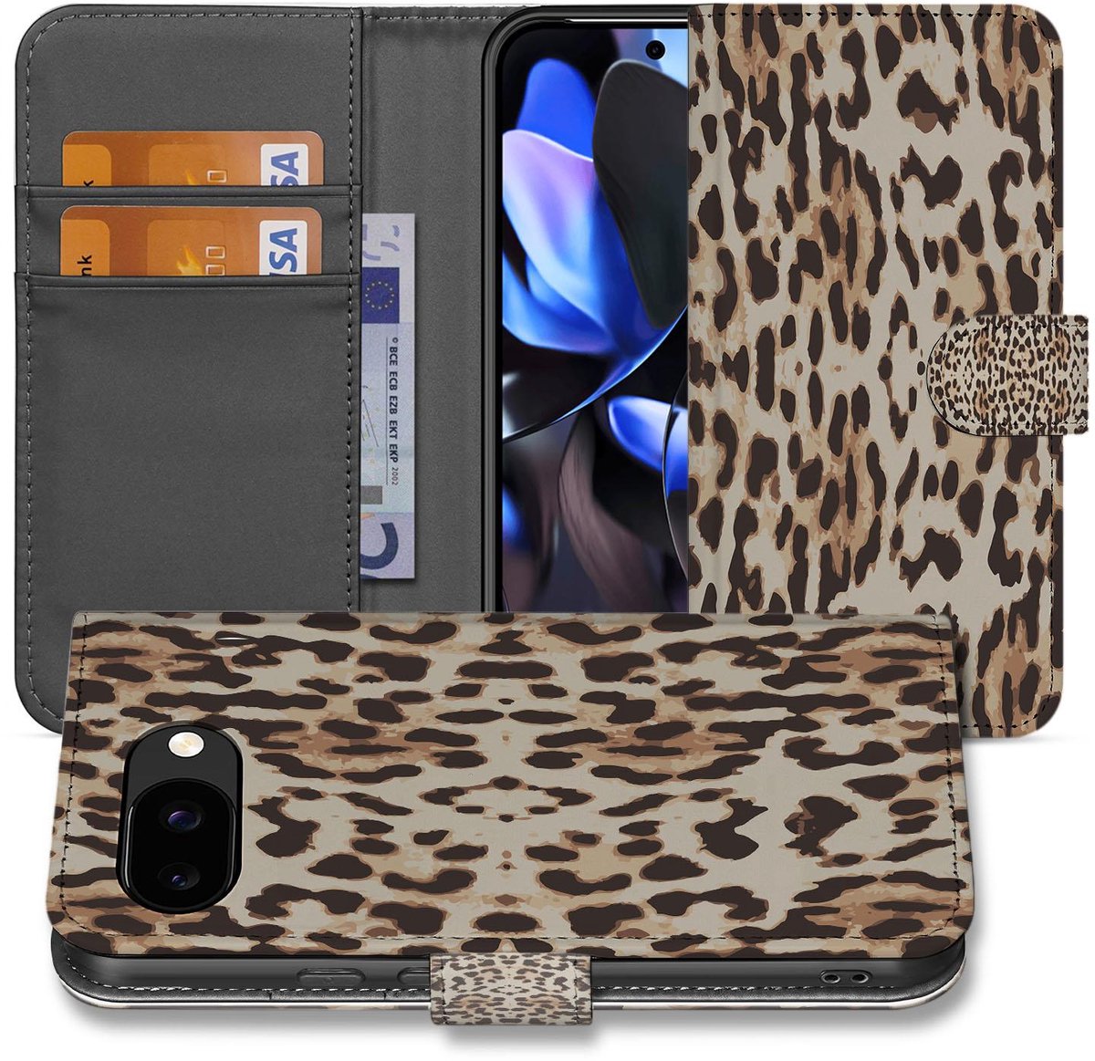 Leopard Google Pixel 9a Book Case En Portemonnee Hoesje