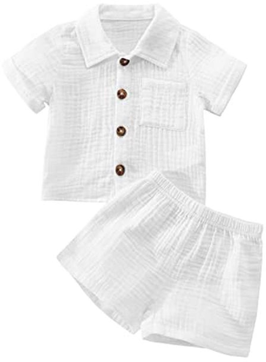 Zomer Babykledingset voor Jongens - 2-delig Shirt en Katoenen Shorts met Zakken