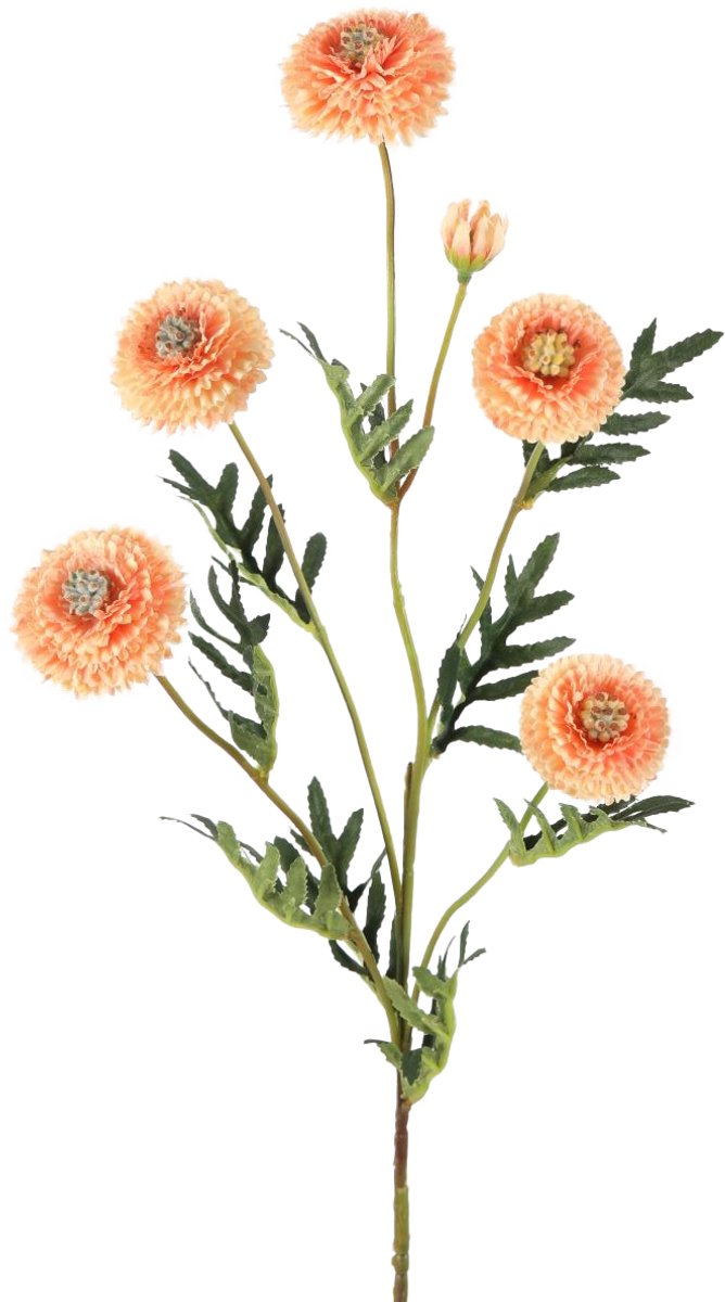 Viv! Home Luxuries Chrysant Pompon - kunstbloem - perzik - 72cm Oranje