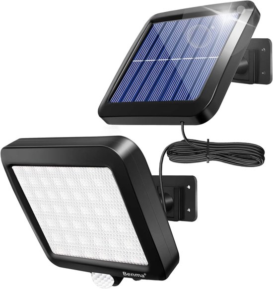 JESLED 90 LED Zonne- Wandlamp Met Bewegingssensor – 2 Stuks, 4 Modi, 3 Kleurtemperaturen, USB-laadpoort, Vervangbare Batterij, Waterdicht Voor Buiten