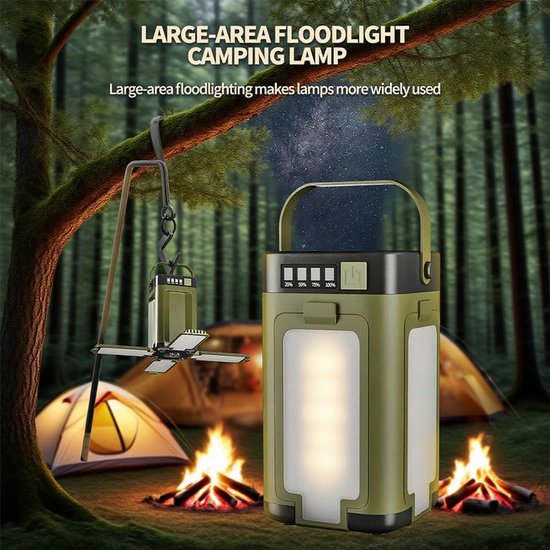 IPX4 waterdichte Led camping lamp met zonnepaneel en c-type opladen, 4 panelen uitbreidbaar ontwerp, oplaadfunctie, geschikt voor stroomuitval, buitenactiviteiten en zaklampen van Merkloos — afbeelding 2