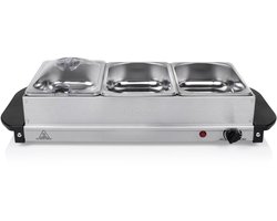 Tristar BP-6283 - Buffetwarmer 200W - Chafing dish - 3 x 1,4 Liter - Incl deksel - RVS