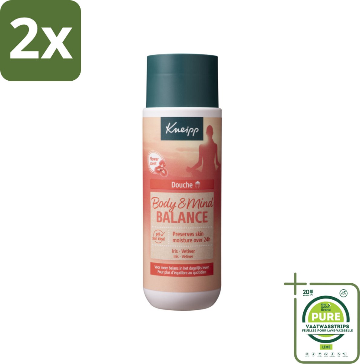 Kneipp - Douchegel - Body & Mind Balance - 200 ml - Voordeelverpakking - 2 stuks - Douchegel - Iris
