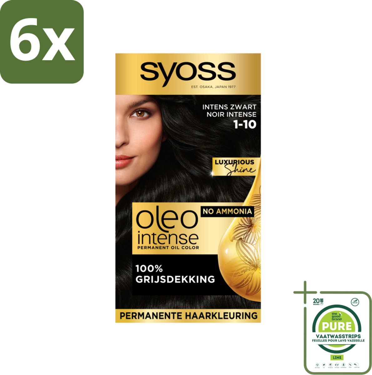 Syoss Oleo Intense - Haarverf - 1-10 - Intens Zwart - 115ml x 6